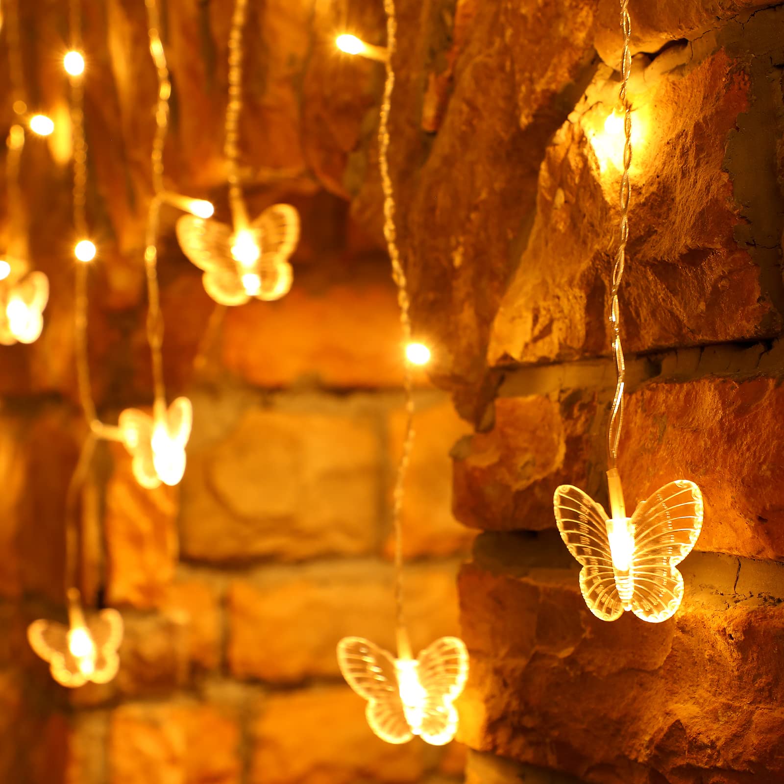 14.7ft Butterfly Fairy String Lights - 120 LED Twinkle Lights with 8 Modes for Christmas, Weddings, Bedroom & Party Decorations (Warm White) | Perfect for Girls' Rooms, Christmas Trees, and Indoor/Outdoor Festive Lighting