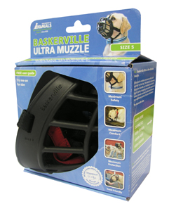 Baskerville Ultra Muzzle for Dogs - Size 5 Black - Comfortable & Secure Dog Muzzle for Walking, Training, and Grooming