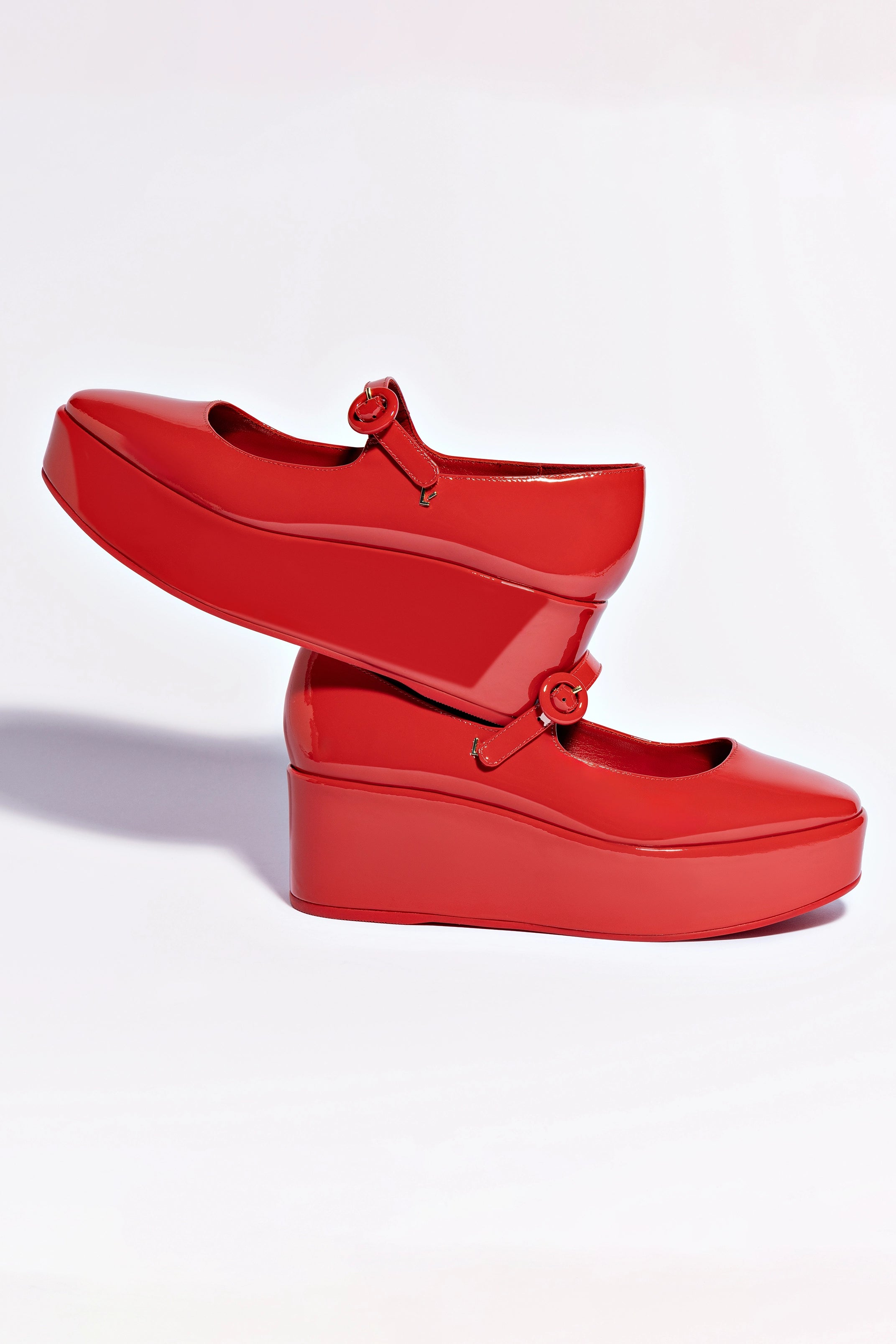Blair Flatform Sandals in Scarlet Patent Leather - Women's Comfortable Dressy Shoes for Weddings, Parties & Office Wear