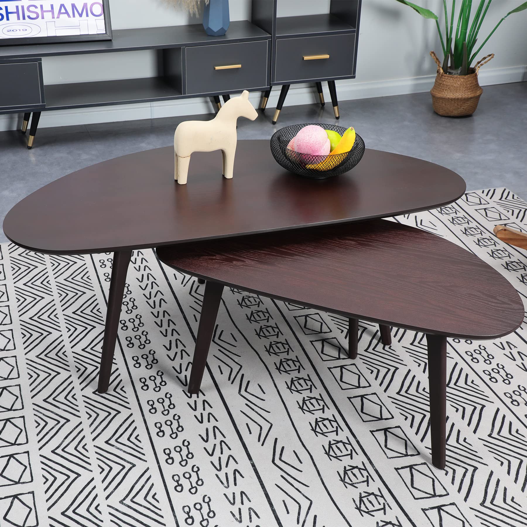 FIRMINANA Mid Century Modern Oval Coffee Table - 47.3