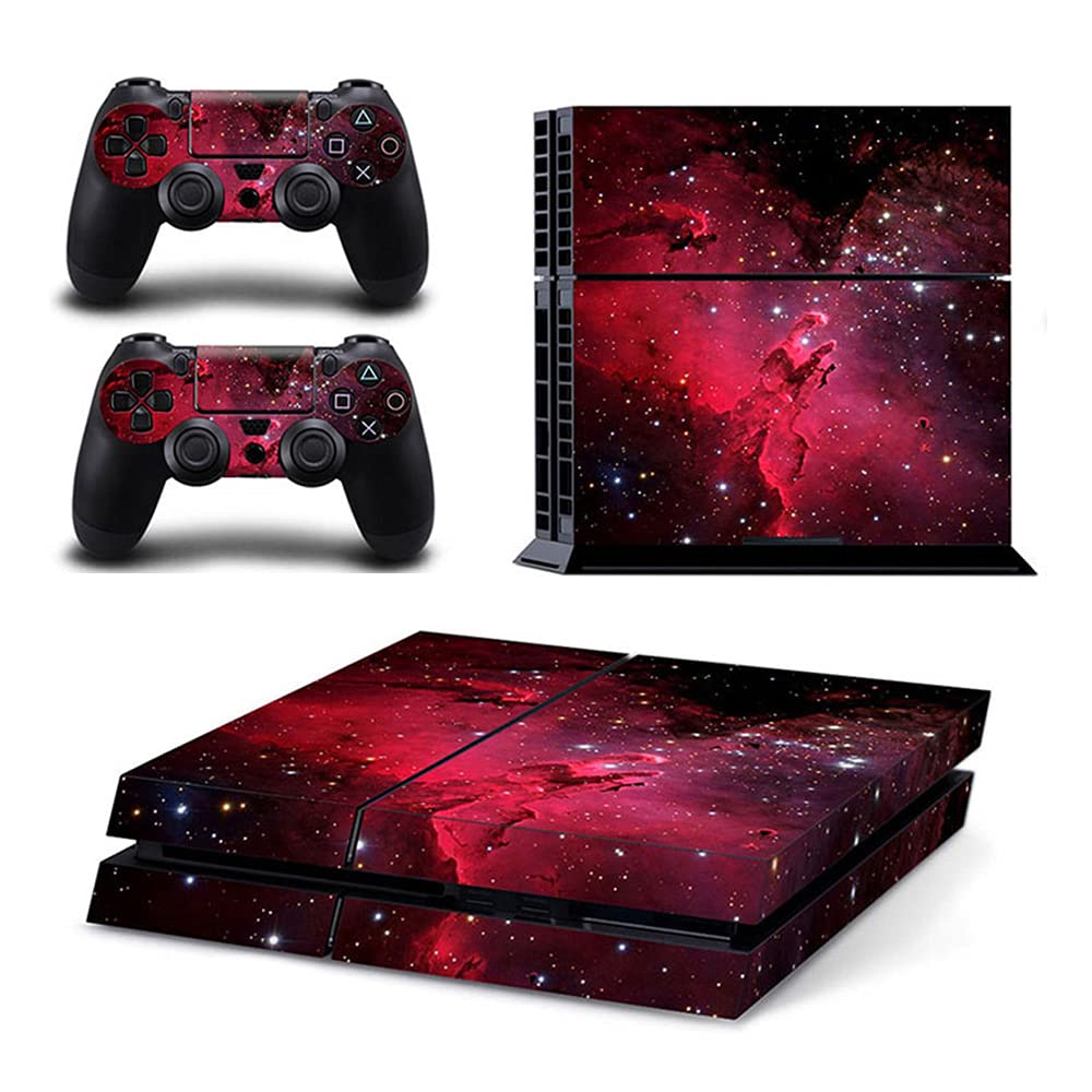 PS4 Console & Controller Vinyl Skin Sticker - Red Nebula Design for Decoration & Protection | Perfect for Gaming Setups & Personalized Gifts