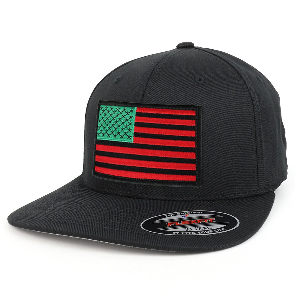 XXL USA American Flag Embroidered Iron-On Patch Flexfit Cap - Patriotic Baseball Hat for Men & Women - Perfect for 4th of July, Veterans Day & Outdoor Activities