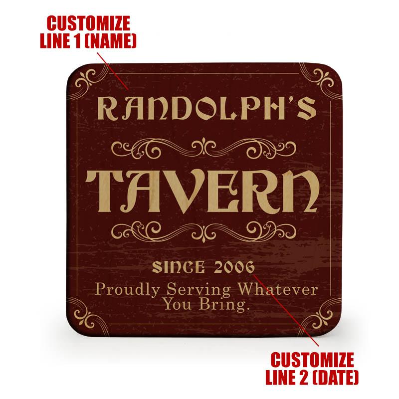 Custom Engraved Wooden Coasters Set of 4 - Personalized Bar & Pub Drink Coasters - Perfect for Home Bars, Restaurants, and Gift Giving