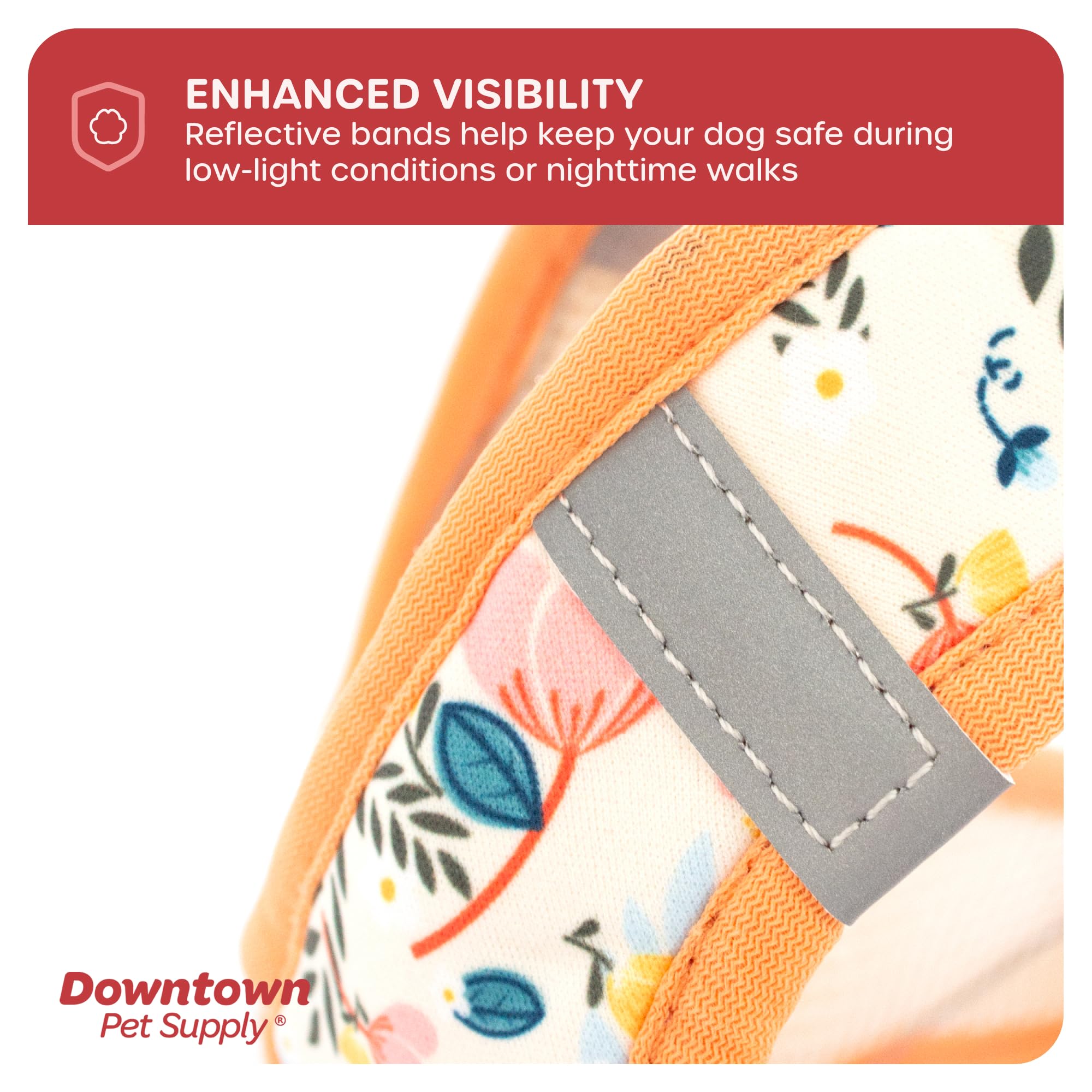 Downtown Pet Supply No-Pull Step-in Dog Harness for Small Dogs - Adjustable Padded Mesh Vest with Reflective Trim & Buckle Strap | Floral Design | Perfect for Walking, Training & Outdoor Adventures