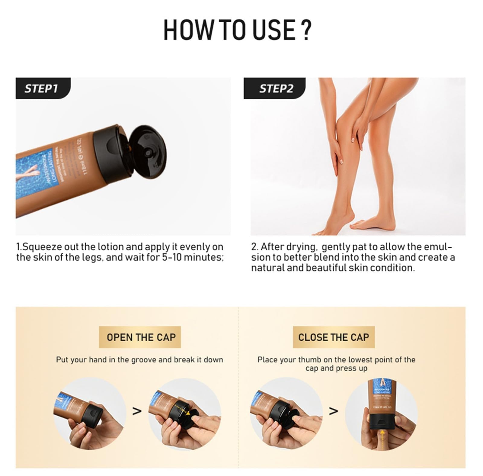Waterproof Leg Makeup Foundation - Covers Varicose Veins & Tattoos (02, 4oz/118ml) | Natural-Looking Coverage for Dresses, Shorts & Summer Outfits