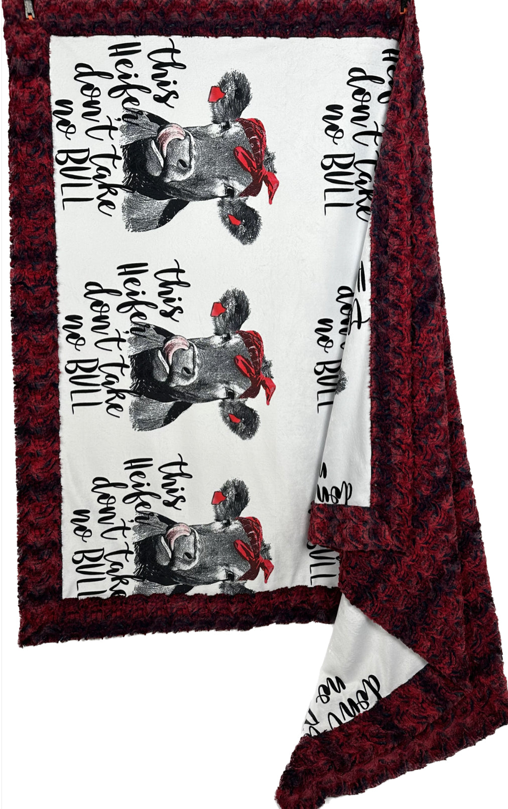 High-Quality Large Blanket 55x78 - Premium Spoonflower Fabric - Perfect for Farmhouse Decor, Cozy Bedding & Outdoor Picnics | This Heifer Don't Take No Bull Design