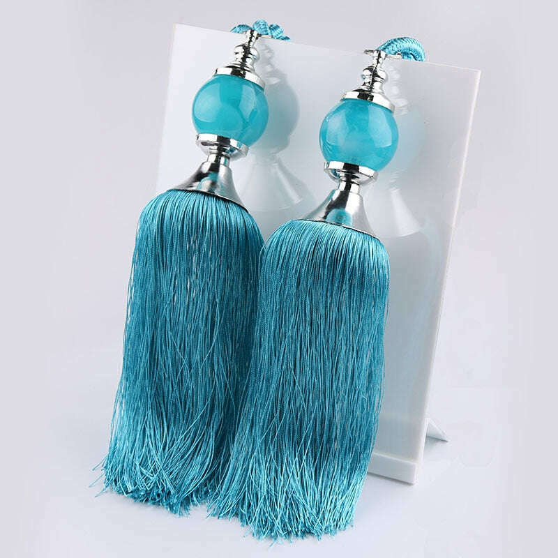 Elegant Kara Poly Jade Ball Tassel Curtain Tieback Holder - Stylish Window Drapes Accessory for Living Room, Bedroom & Home Decor