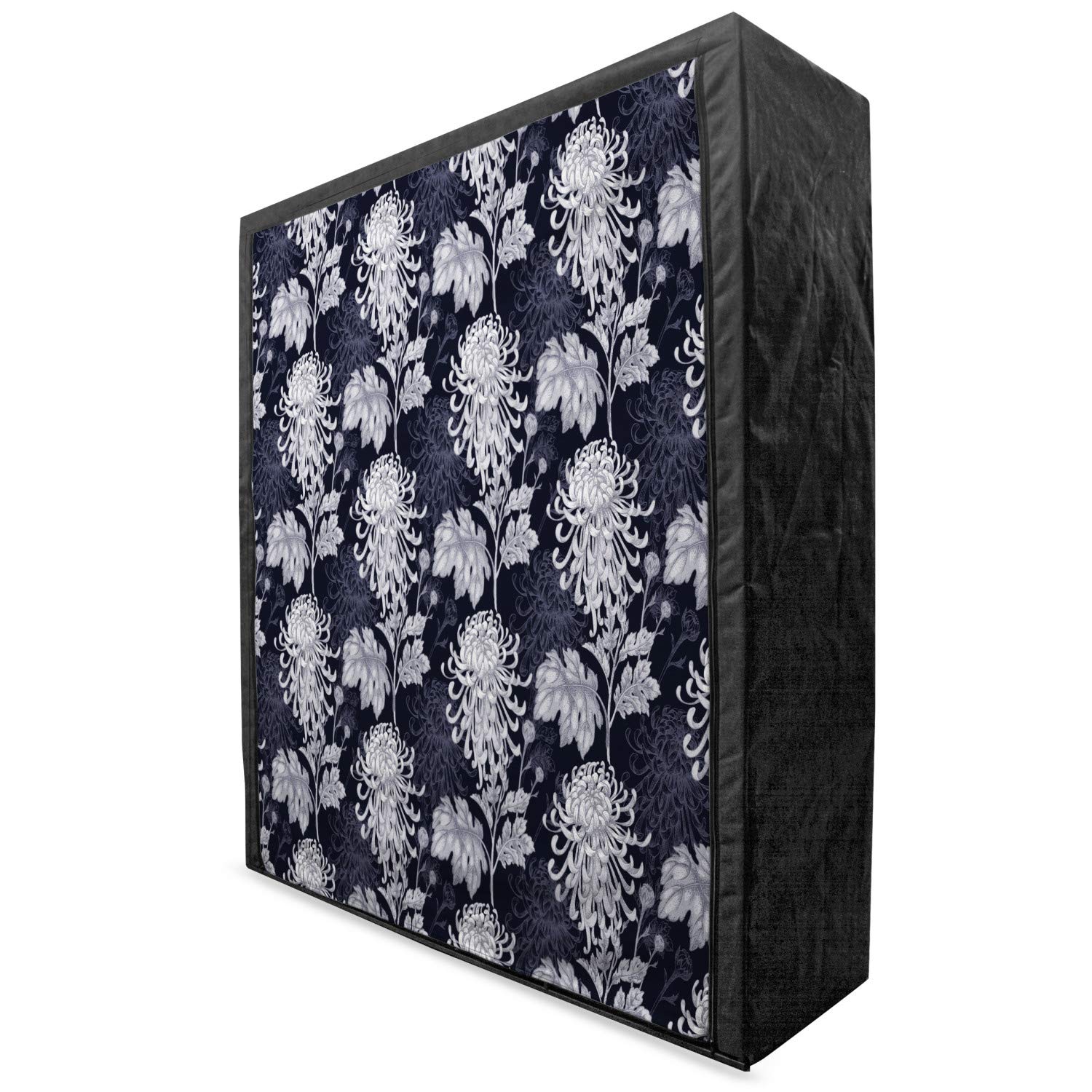 Ambesonne Floral Portable Fabric Wardrobe - Gothic Flower Bouquet Chrysanthemum Design with Shelves, 59