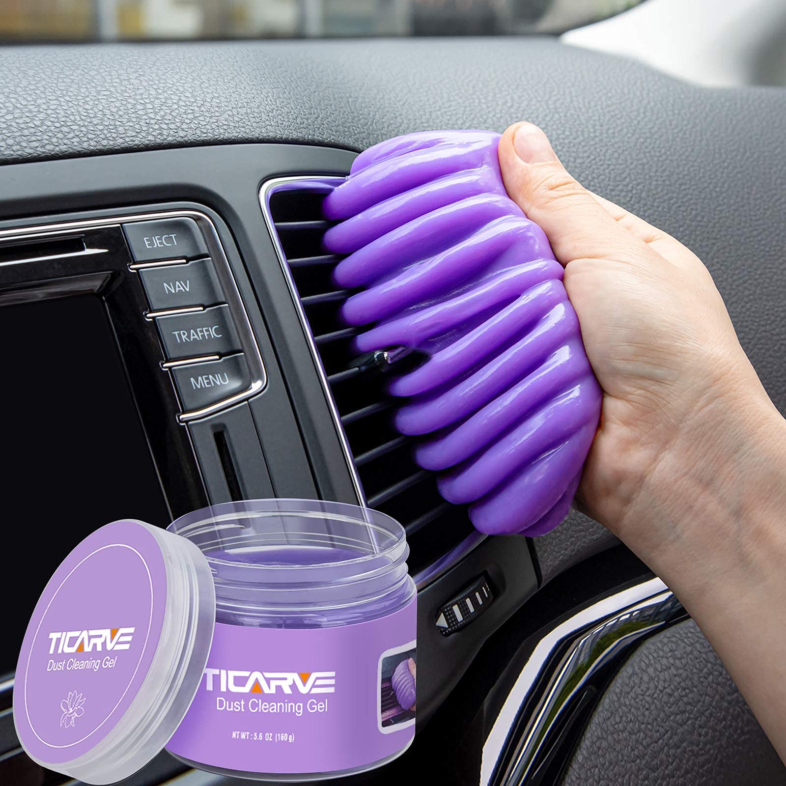 TICARVE Car Cleaning Gel - Universal Dust Cleaner Putty for Car Detailing Tools & Kits (Purple & Orange) - Perfect for Dashboard, Vents, Keyboard & Hard-to-Reach Areas