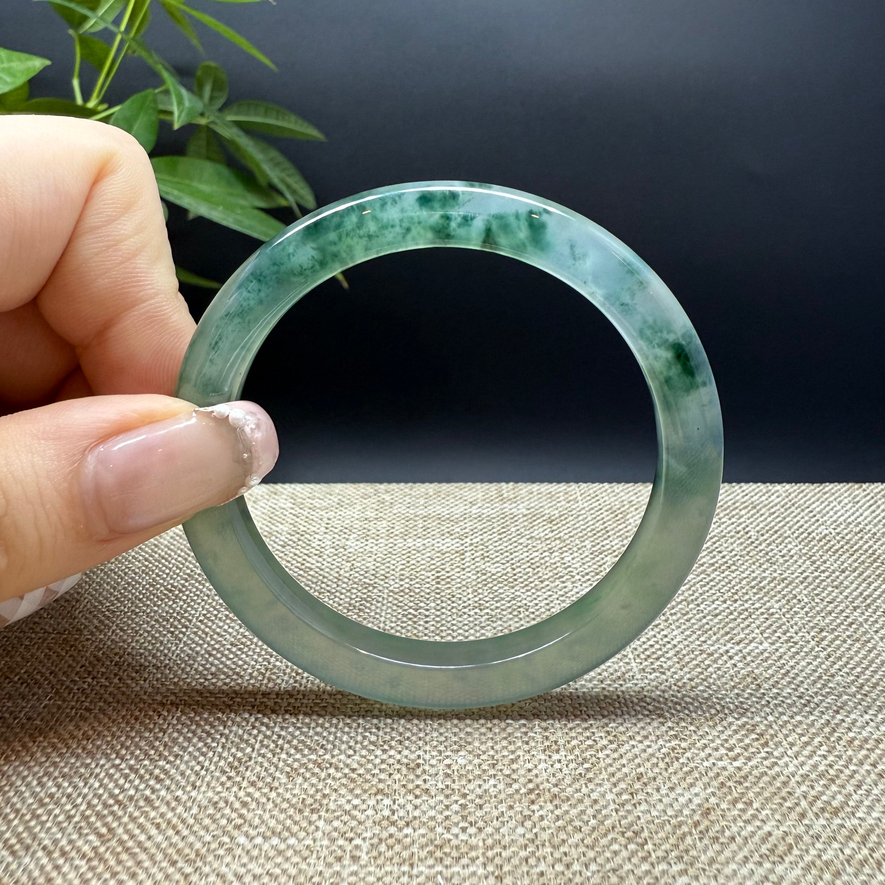 Authentic Burmese Icy Green Jadeite Bangle Bracelet - 52.2mm Handmade Jewelry for Women, Luxury Gift for Mother's Day, Wedding & Special Occasions