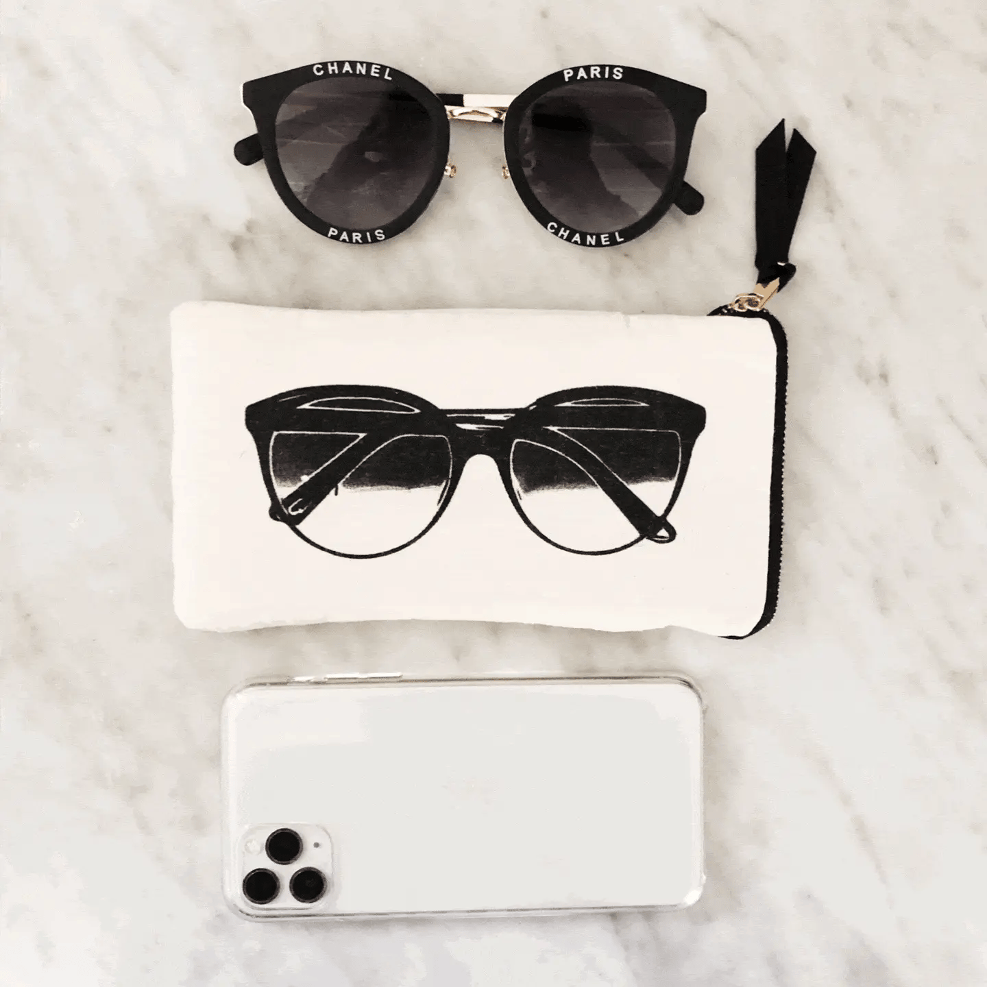 Premium Glasses Case with Exterior Pocket - Soft Cream Protective Eyewear Holder for Travel, Work & Daily Use