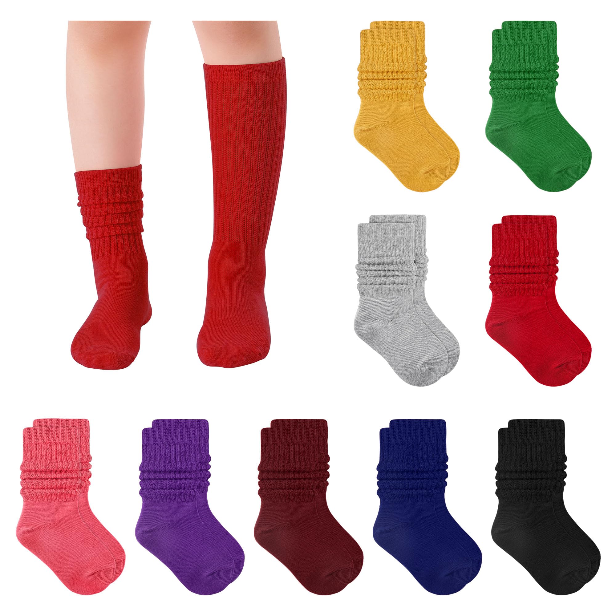 Witwot Toddler Knee High Socks for Girls - Soft Athletic Slouch Socks for Kids - Perfect for Sports, School & Playtime