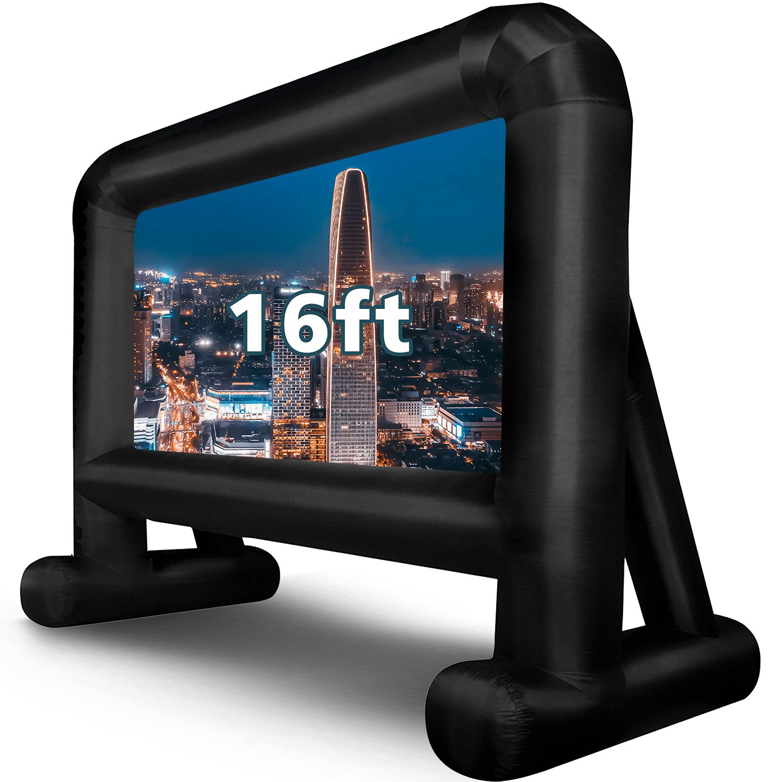OUTTOY 16FT Inflatable Projection Screen with Quiet Fan & Storage Bag - Portable Outdoor Movie Screen for Backyard, Parties, Camping, and Events - Easy Setup & Durable Design for Home Theater & Entertainment