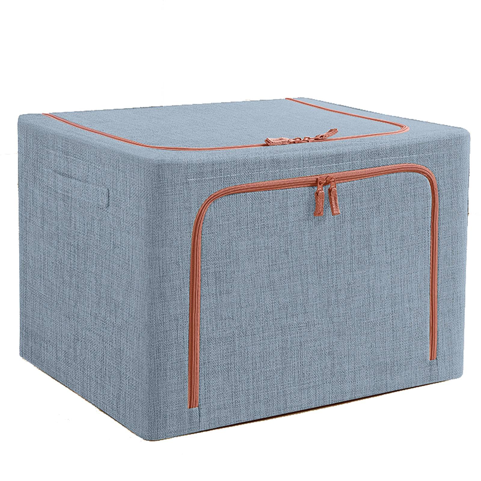 LIU 66L Large Blue Oxford Fabric Foldable Storage Box - Organizer for Clothes, Underwear, Laundry, Toys & Wardrobe | Perfect for Home, Closet & Travel Organization