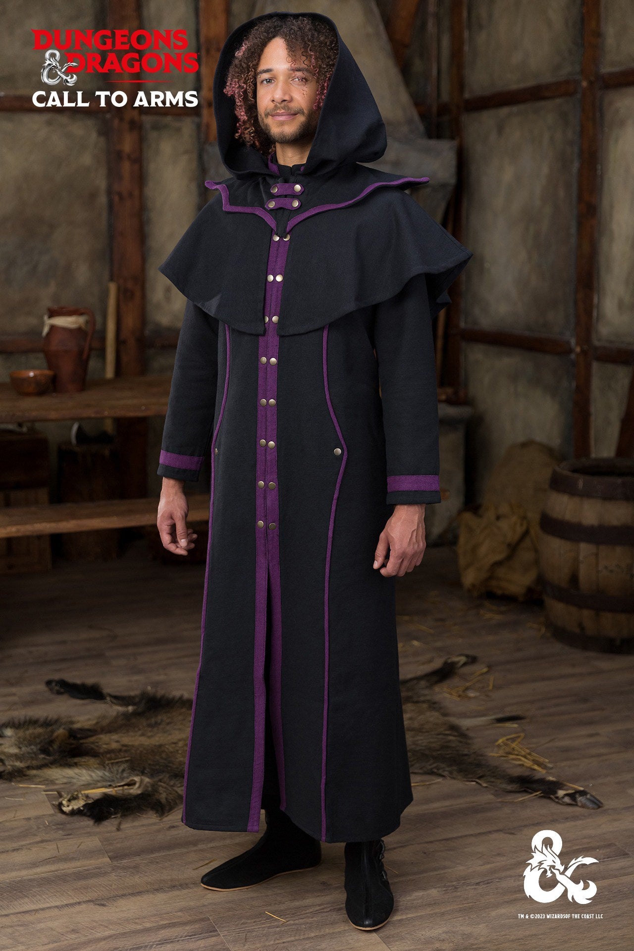 Dungeons & Dragons Warlock Costume Set - Black & Purple Outfit for Cosplay, LARP & Halloween | Complete Character Ensemble for D&D Fans