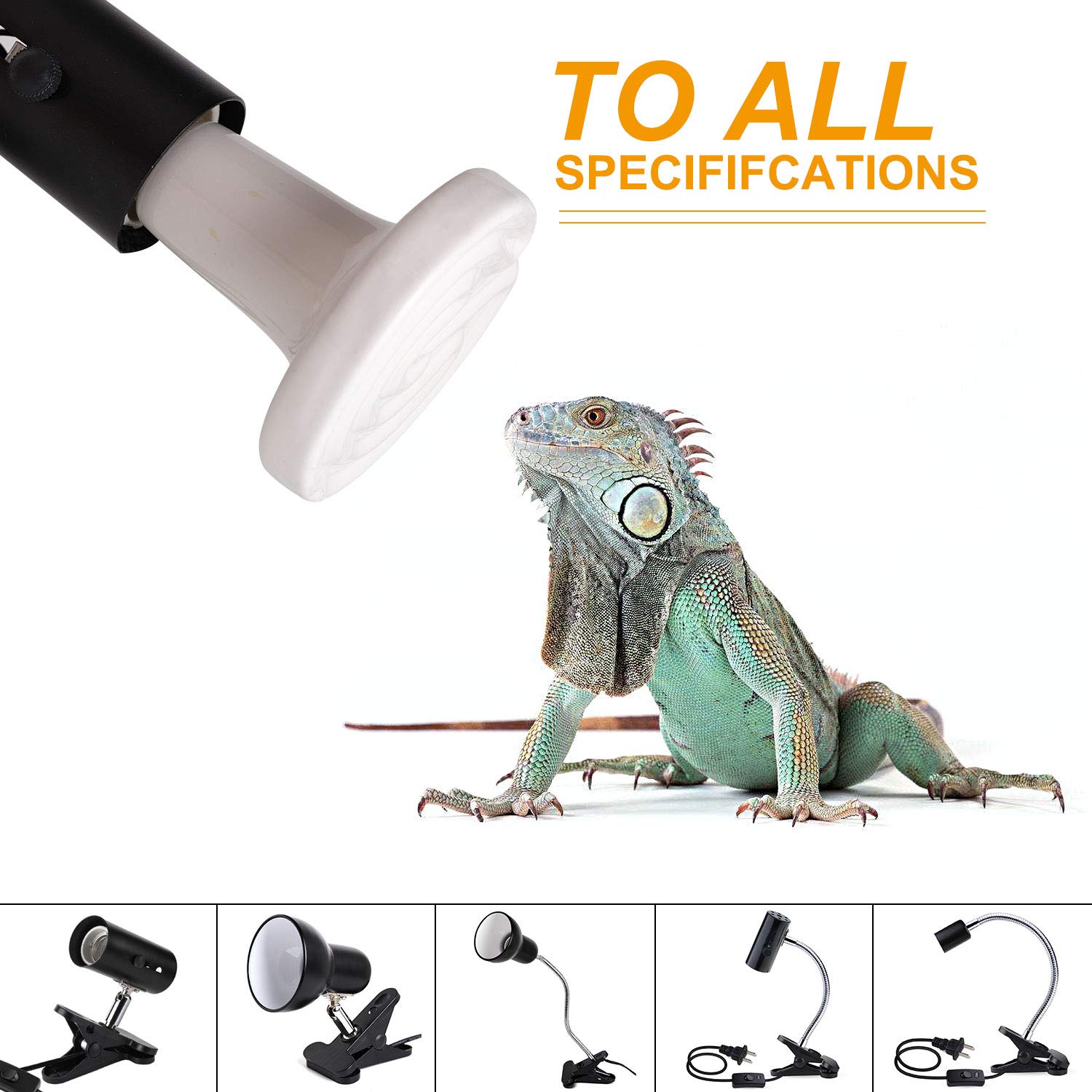 100W 2 Pack Ceramic Heat Lamp Bulb - Dimmable Infrared Reptile Heater with No Light Emission - ETL Certified for Chicken Coop, Turtle Tank & Lizard Terrarium - Perfect for Reptile Habitat, Pet Brooder & Poultry Warming