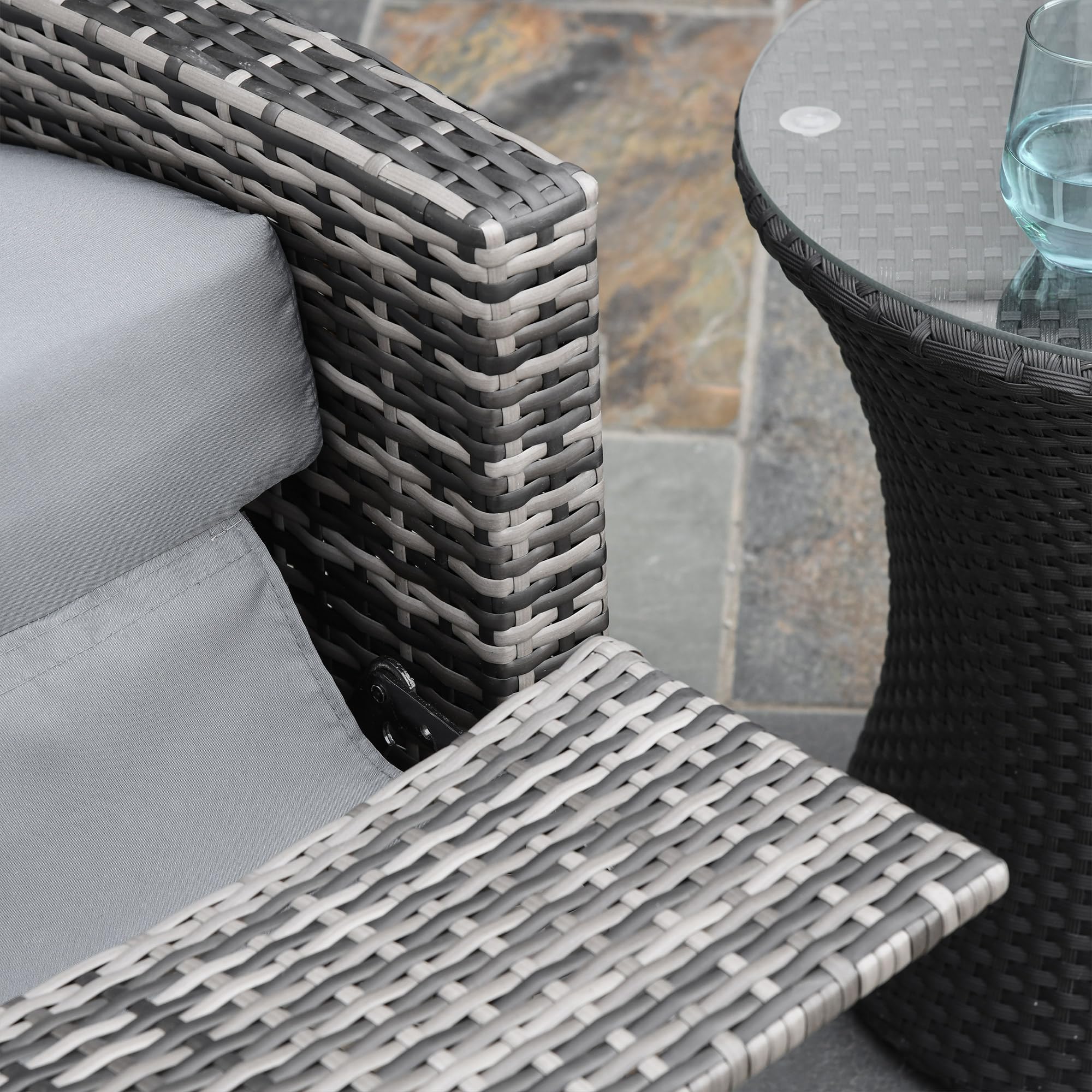 Outsunny 360° Swivel Recliner Chair with Adjustable Backrest & Footrest - Water-Resistant Gray Wicker Patio Lounge Chair for Outdoor Relaxation | Perfect for Poolside, Garden, Deck, and Backyard Lounging