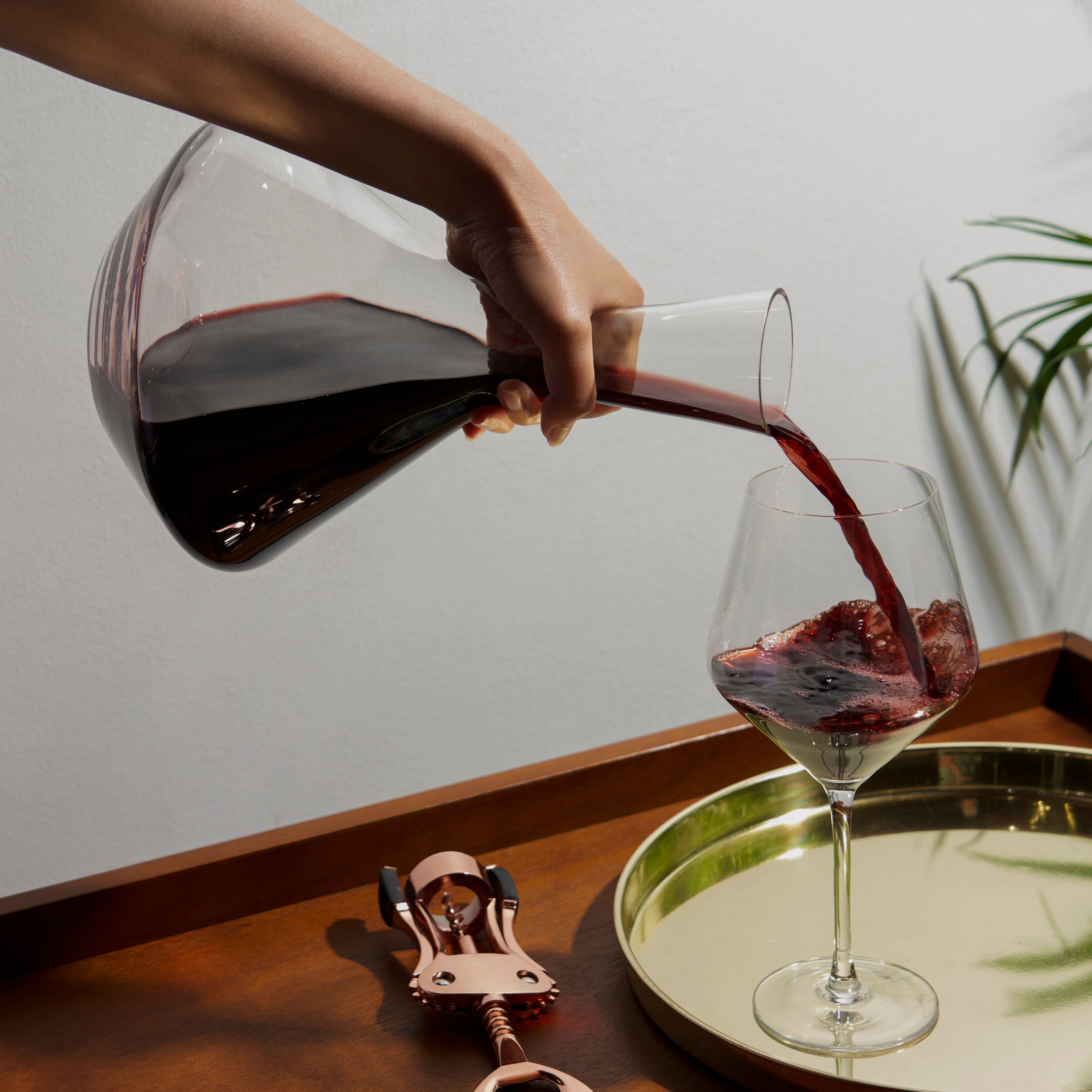 Elegant Raye Angled Crystal Wine Decanter - Premium Lead-Free Glass Carafe for Red Wine Aeration & Decanting | Perfect for Dinner Parties, Wine Tasting & Home Bar Decor
