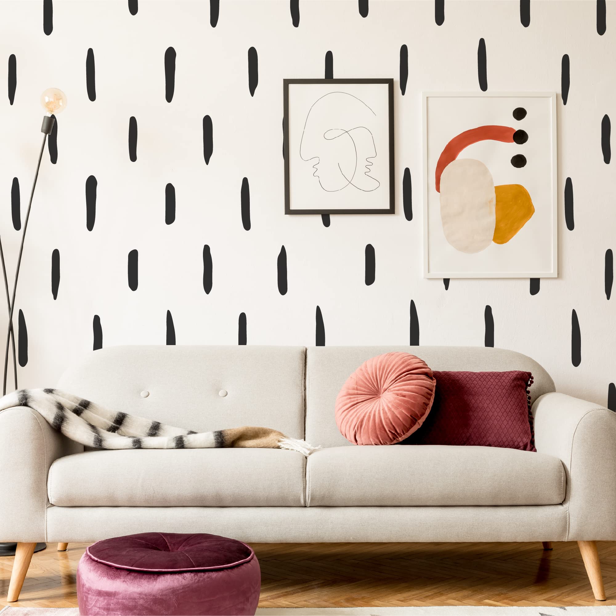 Black Thick Irregular Line Vinyl Abstract Wall Decals - Peel and Stick Modern Boho Stickers (Set of 120) for Nursery, Bedroom, Living Room & Farmhouse Decor | Perfect for Kids Rooms, Home Offices & Accent Walls
