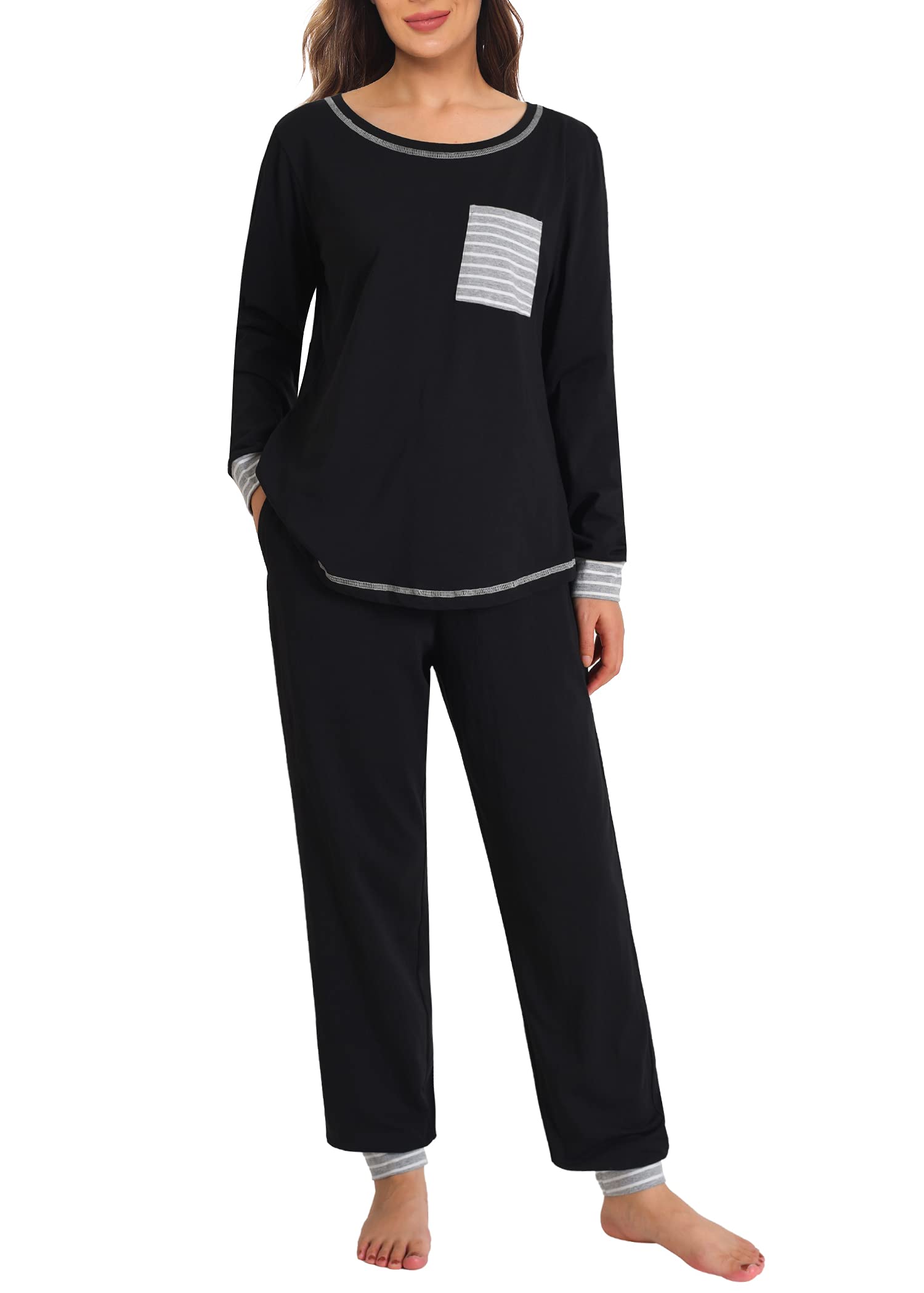 Women's Soft Cotton Pajama Set - Long Sleeve Sleepwear for Comfort & Warmth - Perfect for Cozy Nights, Lounging & Gift Giving