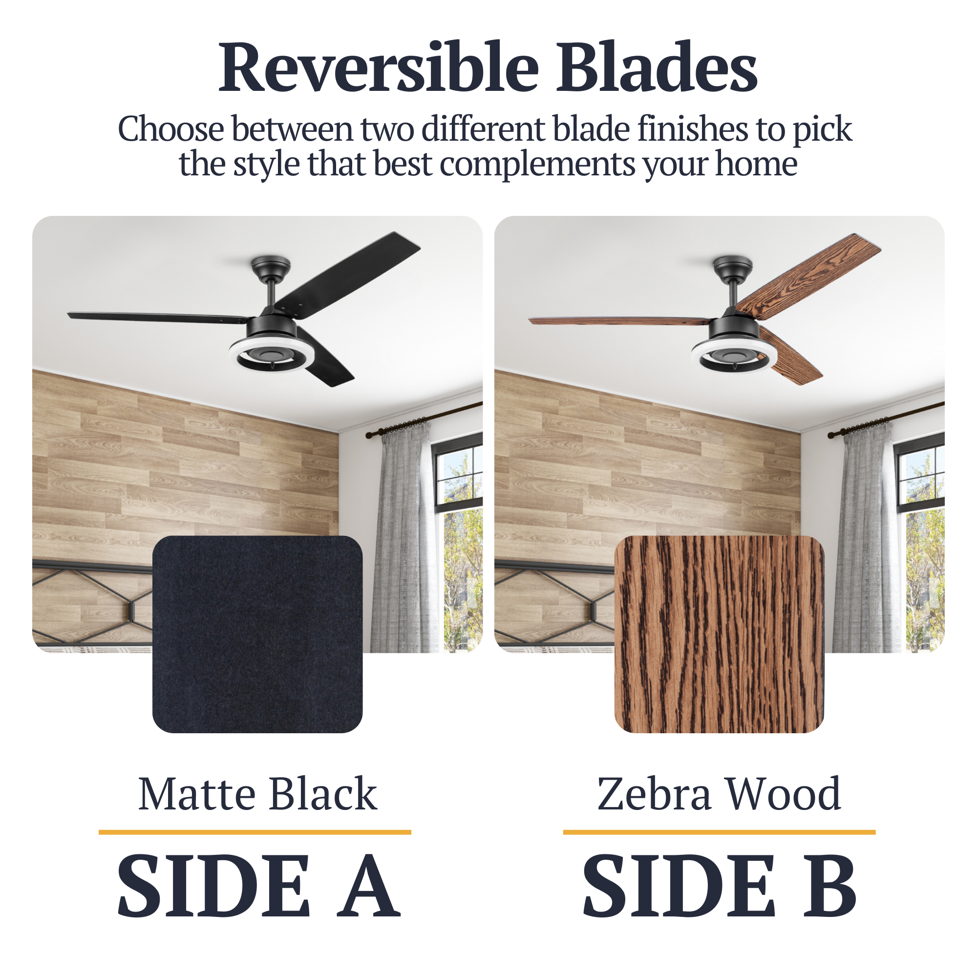 52 Inch Matte Black Orbis Ceiling Fan with Remote Control - Energy Efficient, Quiet Operation for Living Room, Bedroom, and Office
