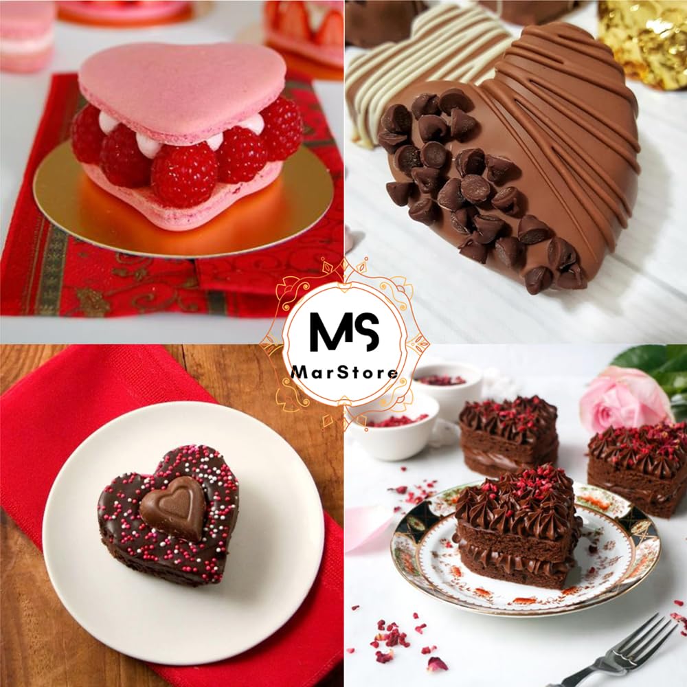 Heart Shaped Silicone Cake Pans - 10 Cavity Large 2 Inch Baking Molds for Valentine's Day, Chocolate, Ice Cubes & Candy Making - Perfect for DIY Desserts, Party Treats & Romantic Gifts