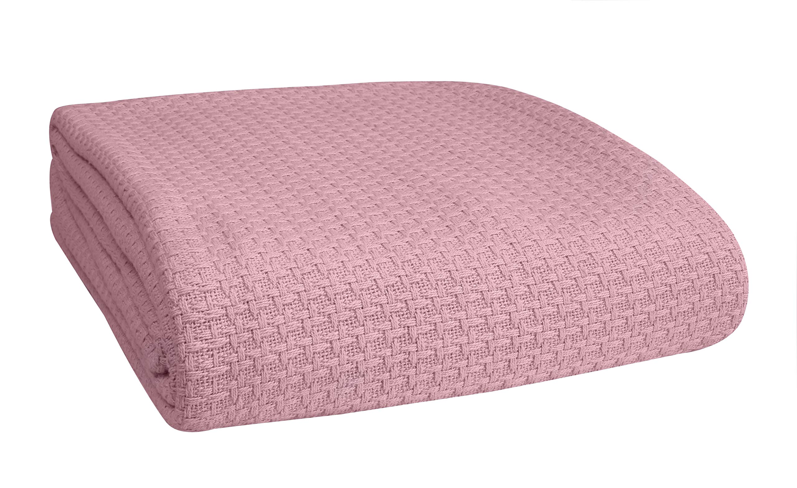 BELIZZI HOME 100% Cotton King Size Thermal Blanket - Breathable All Season Bed Blanket for Layering - Soft & Cozy Purple Blanket for Bedroom, Living Room, and Guest Room Comfort