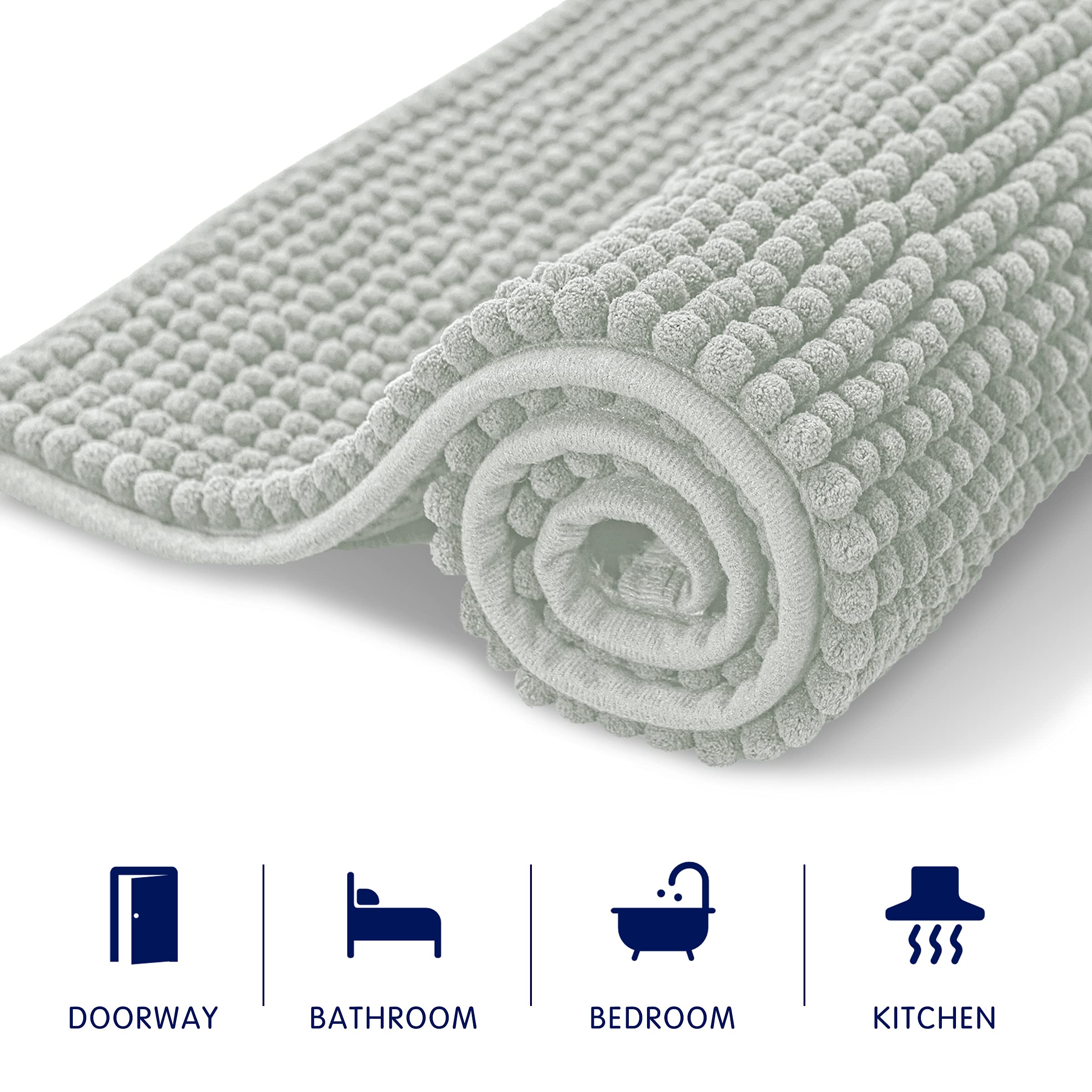 SUBRTEX Soft Striped Plush Bathroom Rug - Absorbent Quick-Drying Machine Washable Bath Mat for Shower & Bathroom (20