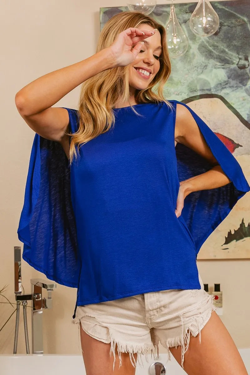 BiBi Women's Fold Over Back Detailed T-Shirt - Casual & Chic Top for Everyday Wear