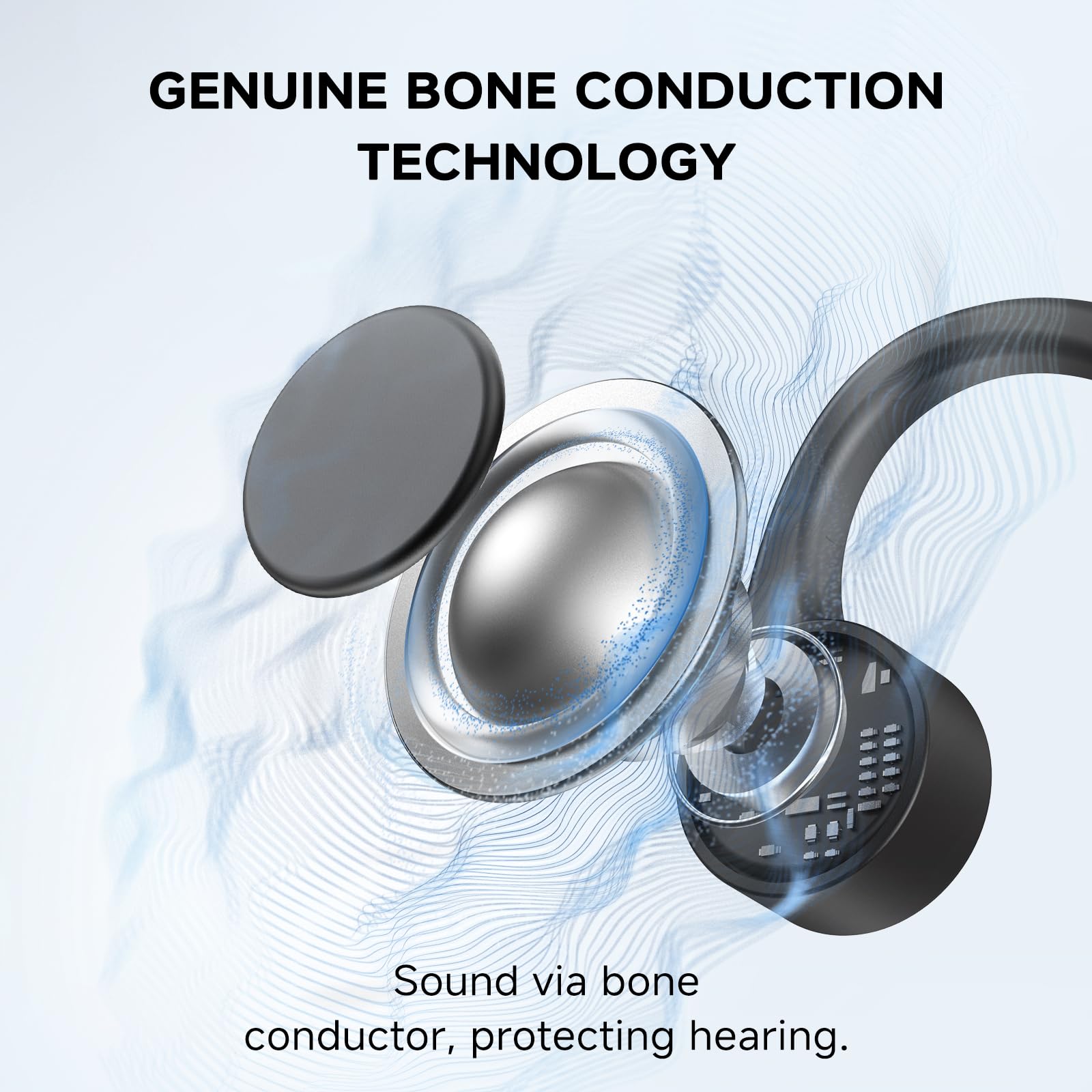 Bluetooth 5.3 Bone Conduction Headphones - Open Ear Wireless Headphones with Mic, 8H Playtime, IP56 Sweatproof for Running, Cycling, Workout & Outdoor Sports (Black) - Perfect for Gym, Hiking & Active Lifestyle