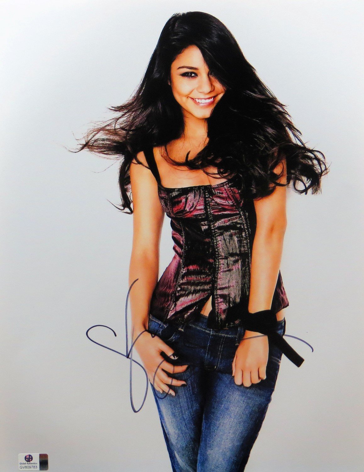 Vanessa Hudgens Signed Autographed 11x14 Photo - Sexy & Playful Pose in Jeans - Limited Edition Collectible GV809783 - Perfect for Fans, Memorabilia Collectors & Home Decor