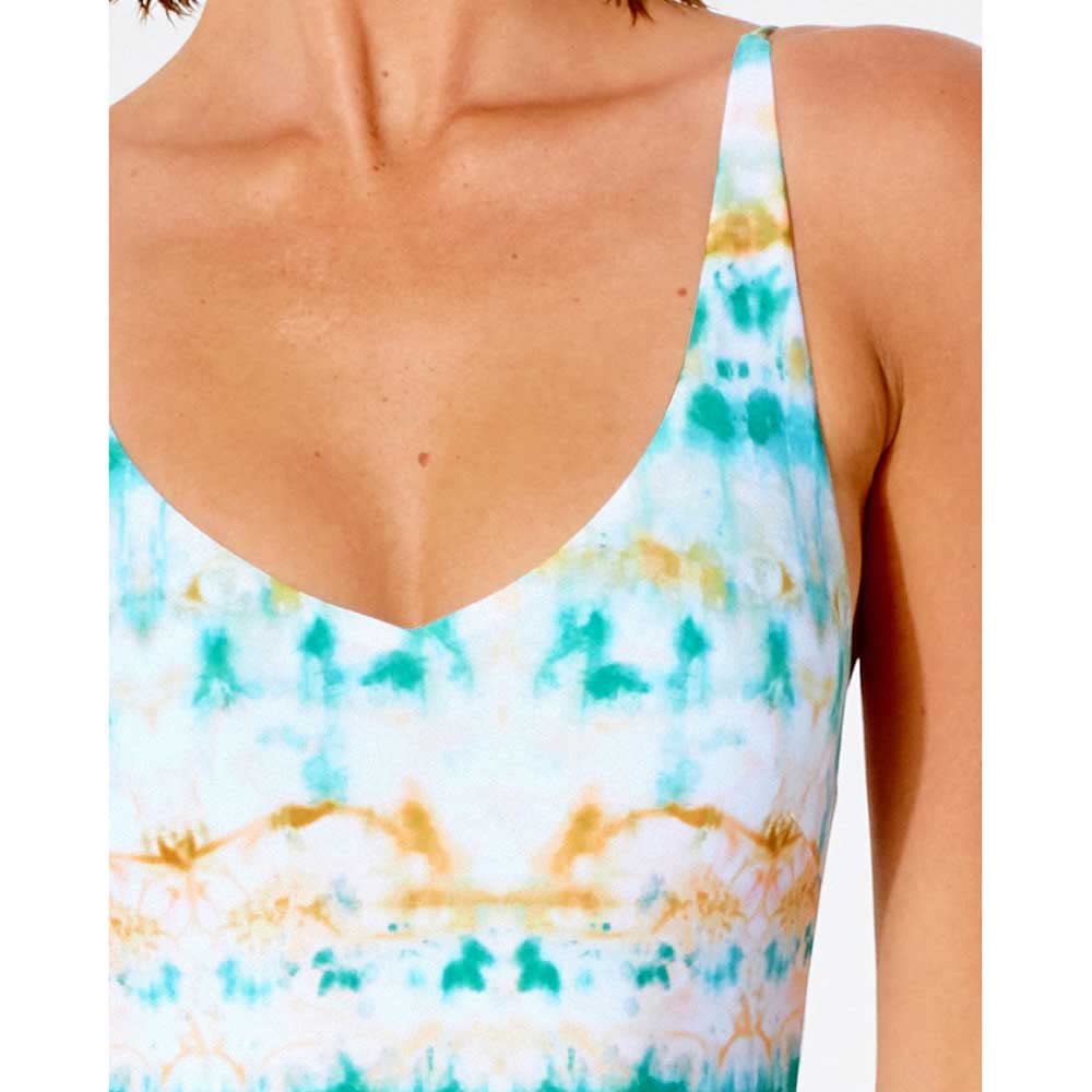 Rip Curl Women's Summer Palm Print One Piece Swimsuit - Light Aqua XS | Flattering Fit for Beach, Pool & Vacation | Comfortable & Stylish Swimwear