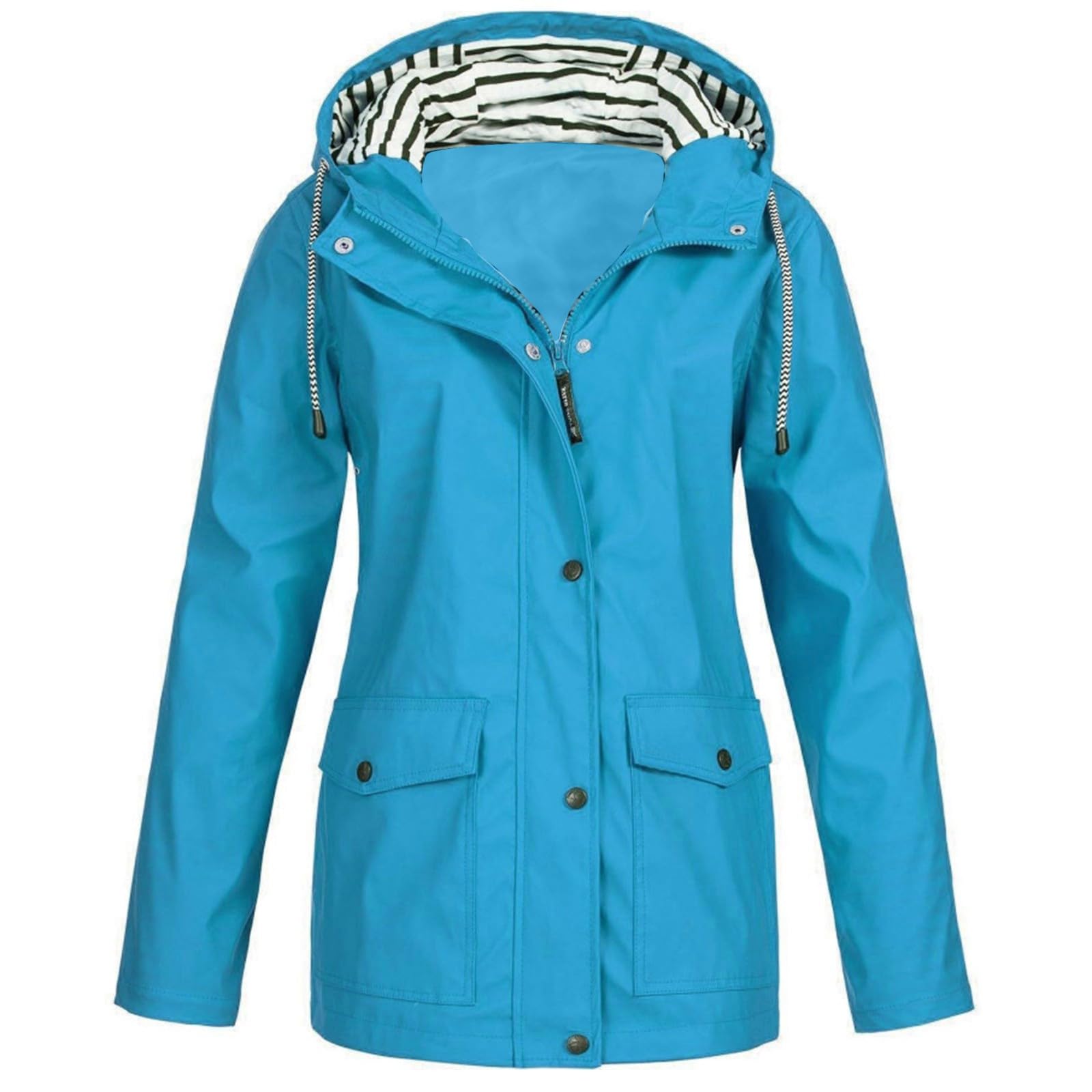 NaRHbrg Women's Lightweight Waterproof Rain Jacket with Hood - Windproof Active Outdoor Windbreaker for Hiking, Travel & Daily Commute - Plus Size Available