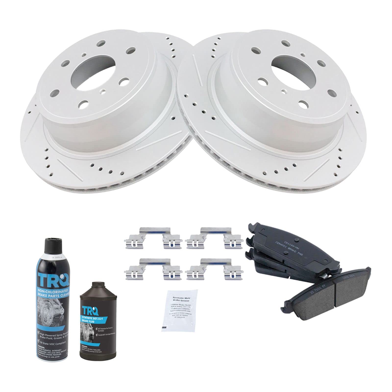 High-Performance Rear Ceramic Brake Pads & Cross-Drilled Rotors Kit with Anti-Corrosion Coating - Perfect for Sedans, SUVs, and Trucks - Enhanced Stopping Power for Daily Commute & Performance Driving