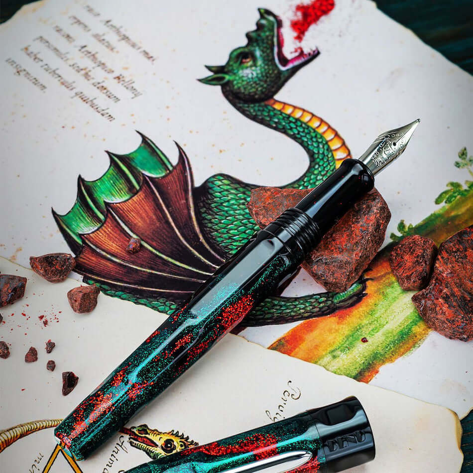 Premium Benu Talisman Fountain Pen with Dragon's Blood Resin - Elegant Writing Instrument for Calligraphy, Journaling & Gift Giving