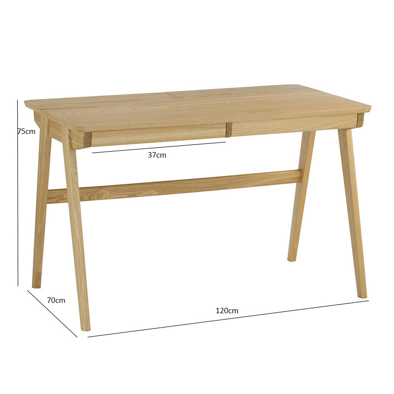 KEIR 47-Inch Natural Wood Study Desk - Perfect for Home Office, Dorm Room & Small Spaces | Modern Writing Desk with Sturdy Frame for Work & Study