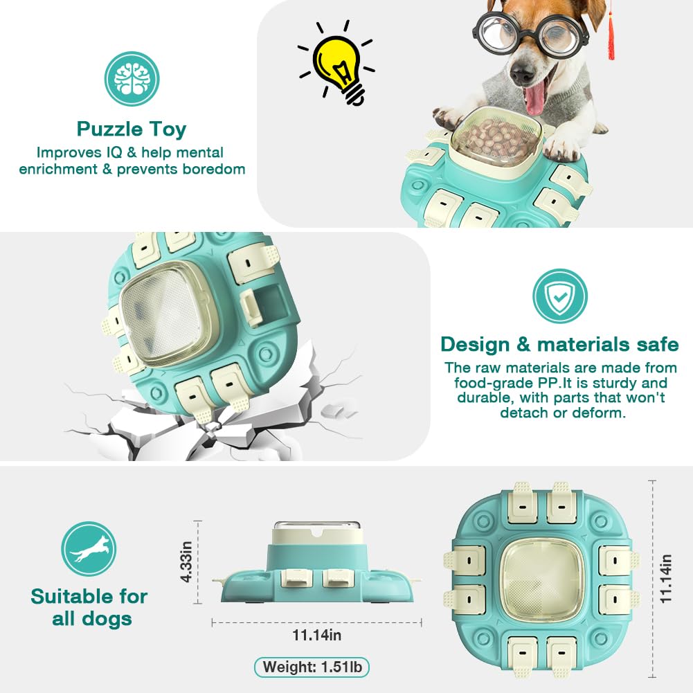 Interactive Dog Puzzle Toy - Slow Feeder & Treat Dispenser for Medium/Large Dogs | 2-Level IQ Training Game for Brain Stimulation | Perfect for Mealtime Enrichment & Anxiety Relief