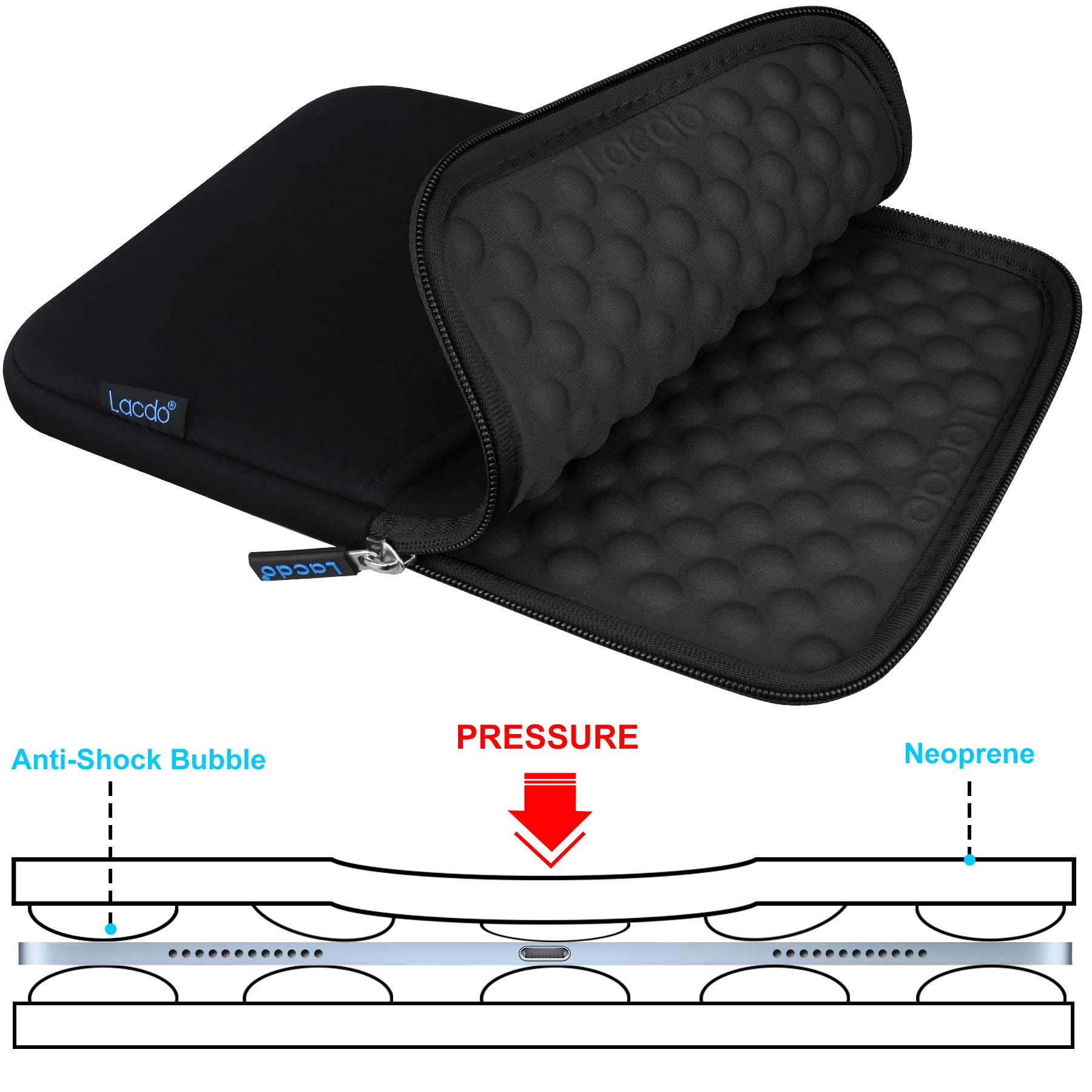 Lacdo 11 Inch Tablet Sleeve Case - Compatible with iPad Pro M4, iPad Air M3/M2, iPad 10.9