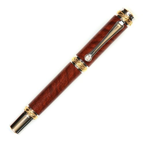 Lanier Majestic Fountain Pen with 22kt Gold Nib & Beeswing Narra Wood - Luxury Writing Instrument for Professionals, Calligraphy & Gift Giving