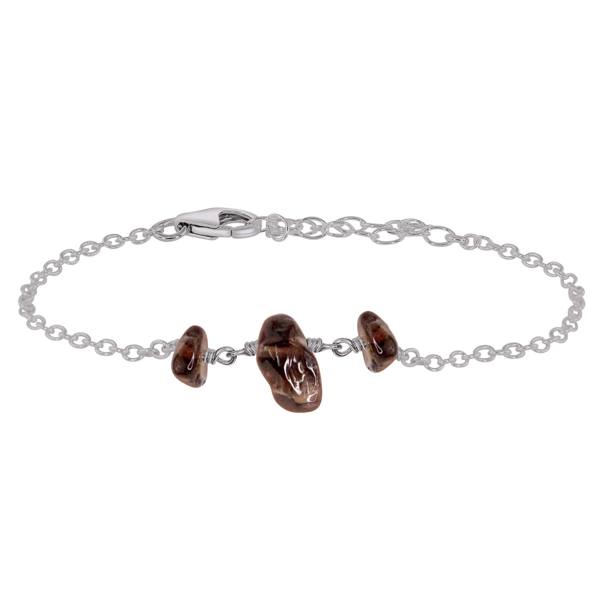 Natural Smoky Quartz Beaded Chain Bracelet for Women - Elegant Crystal Healing Jewelry for Meditation, Yoga & Spiritual Energy