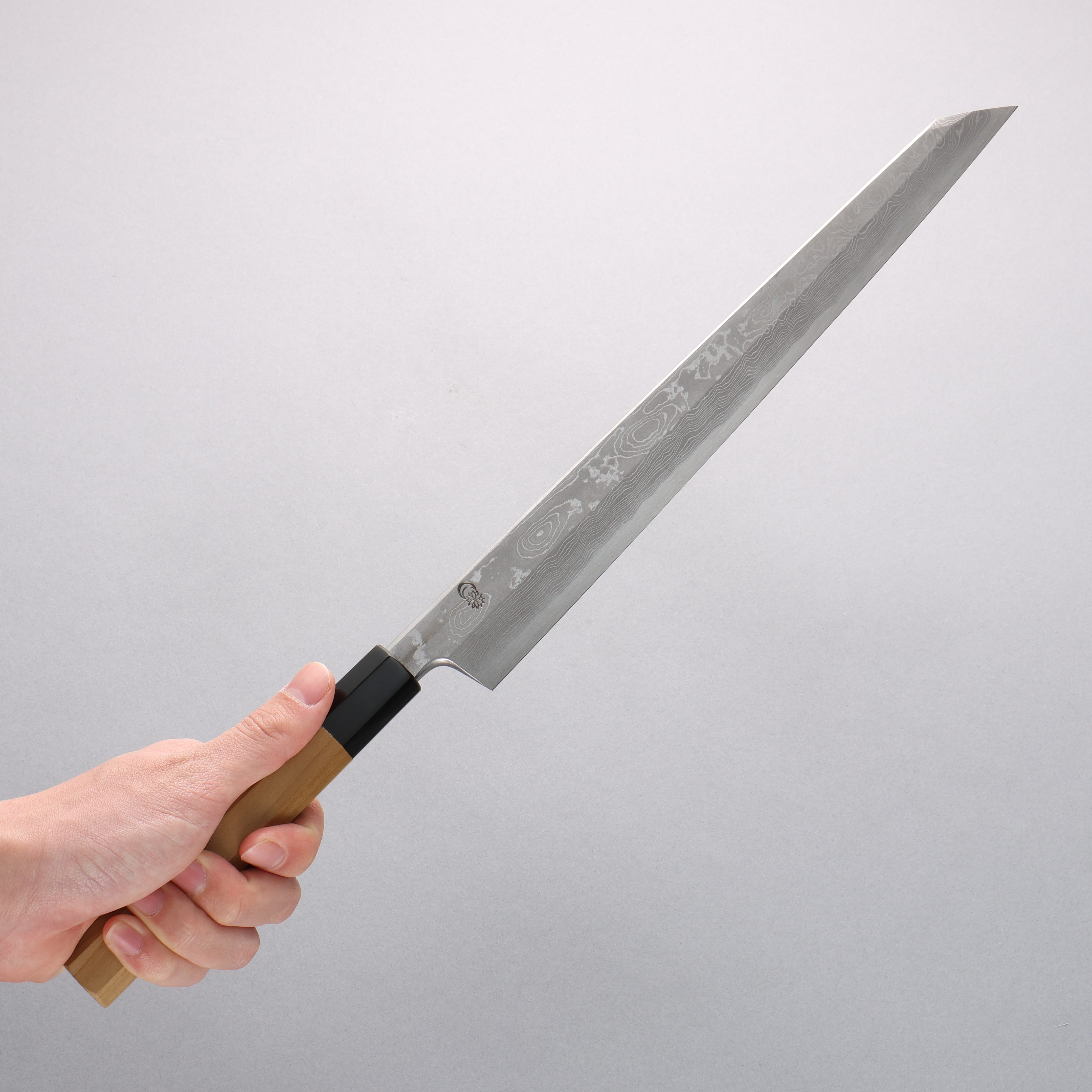 Premium Kikuzuki Blue Steel No.1 Damascus Kiritsuke Yanagiba Knife 300mm - Magnolia Wood Handle - Japanese Sushi & Sashimi Chef Knife for Professional Kitchen & Home Cooking