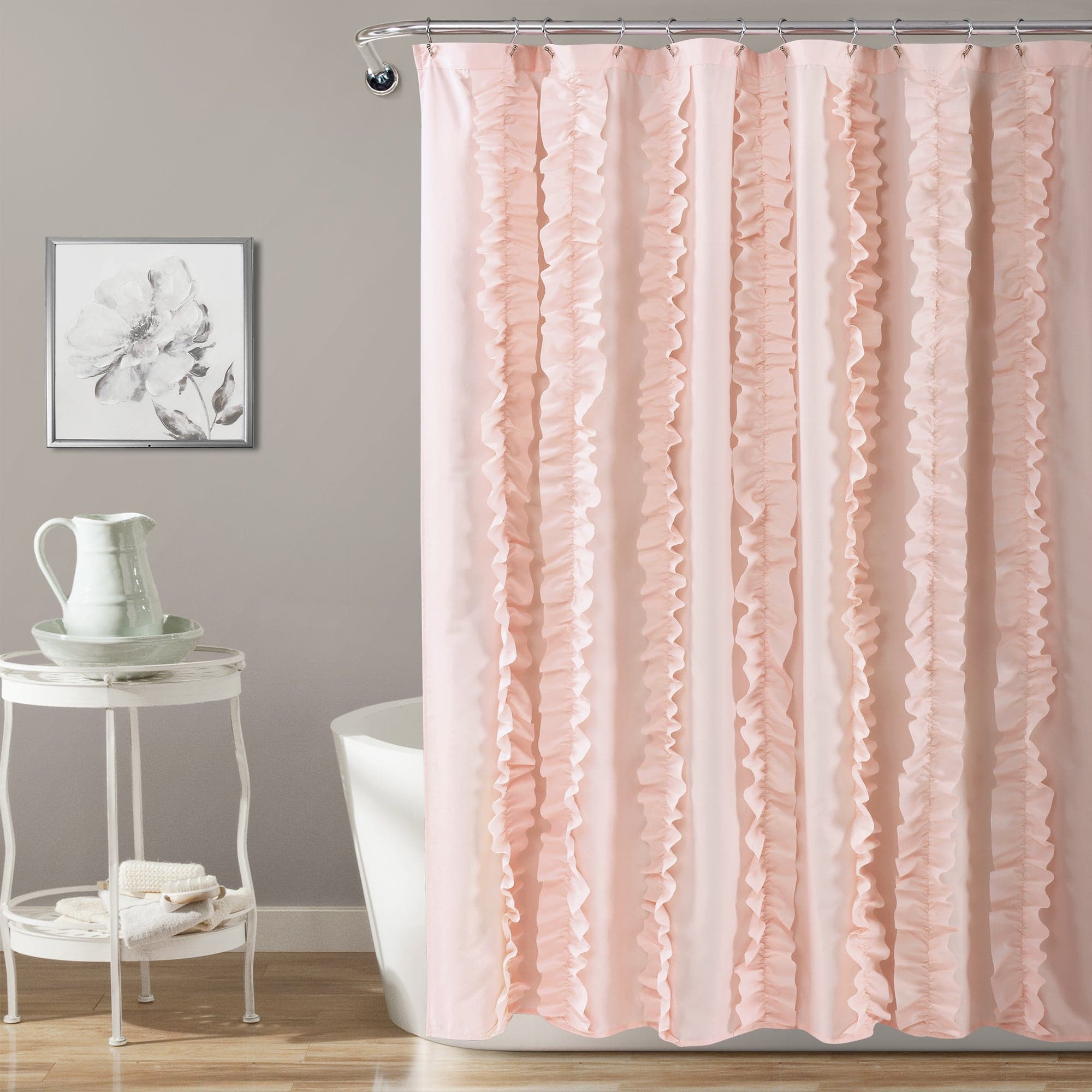 Belle Shower Curtain - Waterproof Bathroom Decor with Hooks - Elegant Floral Design for Modern Home & Apartment Bathroom