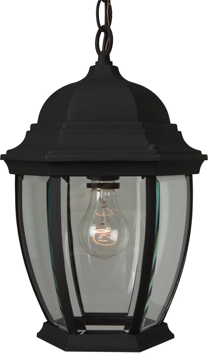 10W Bent Glass 1 Light Outdoor Pendant Light Fixture in Matte Black - Perfect for Porch, Patio, and Entryway Lighting