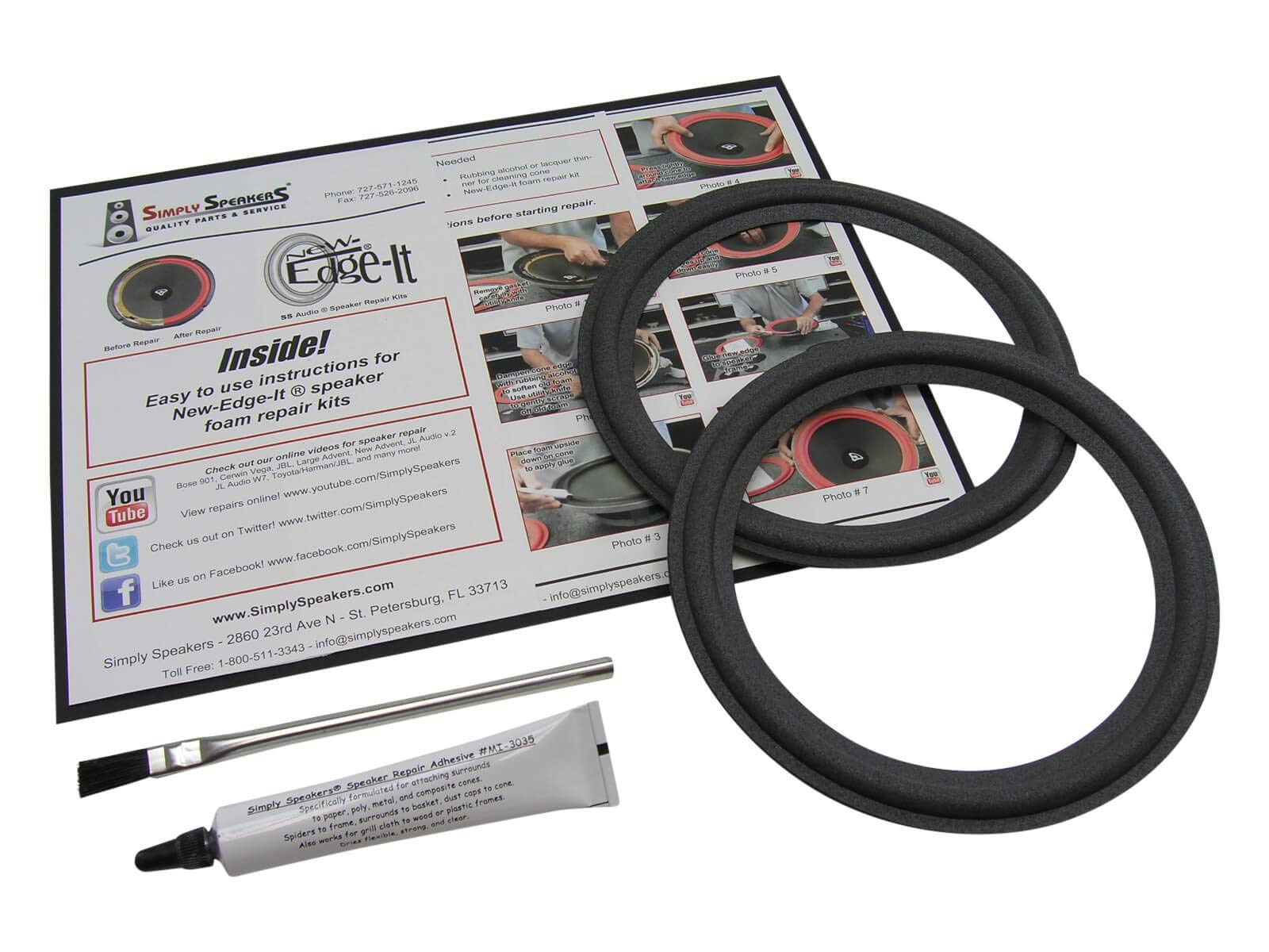 Simply Speakers 8 Inch Foam Speaker Repair Kit for JBL LE8, LE8T, 2115, FSK-7JBL (Pair) - Perfect for Home Audio and Studio Monitor Restoration