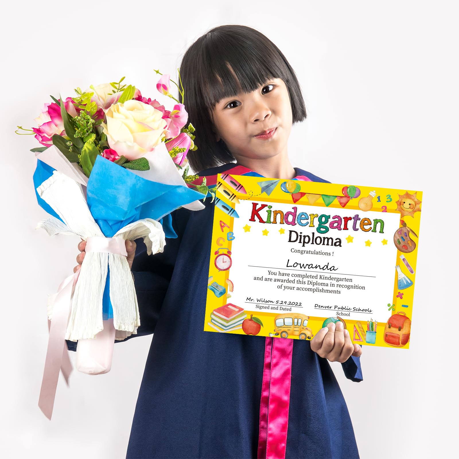 35 Pcs Kindergarten Graduation Diploma Certificates for Kids - 8.5 x 11 Inch Award Certificates for Students & Teachers - Perfect for Preschool Graduation Ceremonies, End-of-Year Celebrations, and Classroom Awards