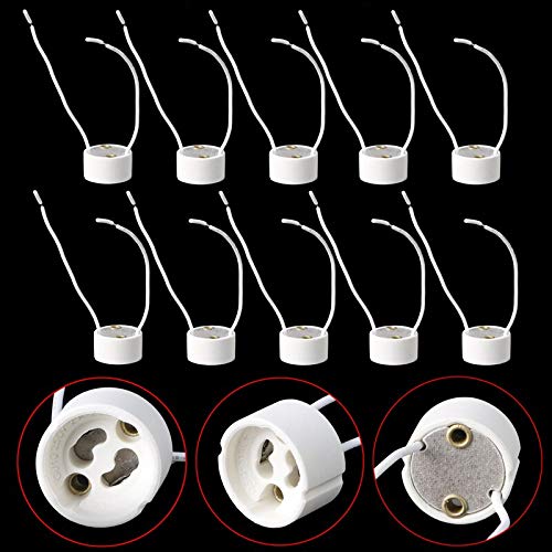 GU10 Socket LED Bulb Holder - Ceramic Lamp Base with Wire Connector for Halogen & LED Bulbs - Perfect for Home Lighting, Track Lights, and Recessed Ceiling Fixtures