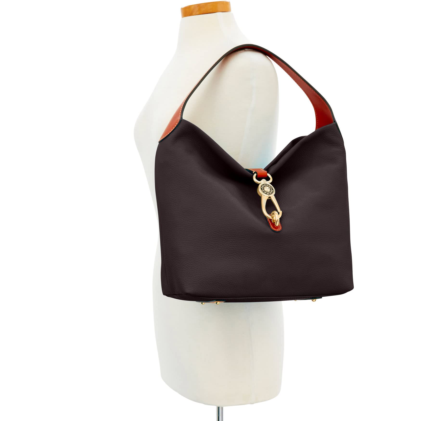 Dooney & Bourke Pebble Grain Leather Shoulder Bag with Logo Lock & Detachable Pouch - Stylish Women's Handbag for Work, Travel & Everyday Use