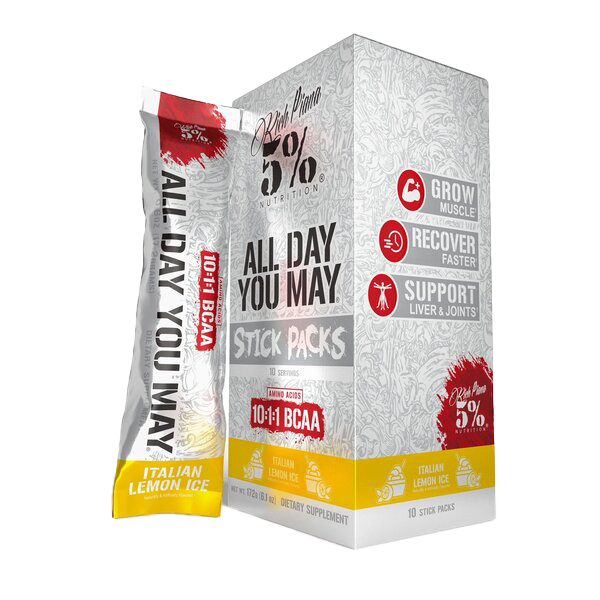 5% Nutrition AllDayYouMay Legendary Series Stick Packs - Italian Lemon Ice Flavor (10 x 17g) | Pre-Workout Energy Boost & Post-Workout Recovery | Perfect for Gym, Running & Fitness Enthusiasts