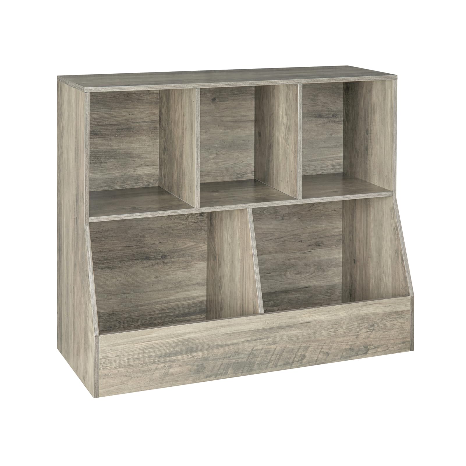 DINZI LVJ Kids Wooden Toy Storage Organizer & Bookshelf - 5-Cubby Bookcase for Playroom, Bedroom, Nursery - 35.4