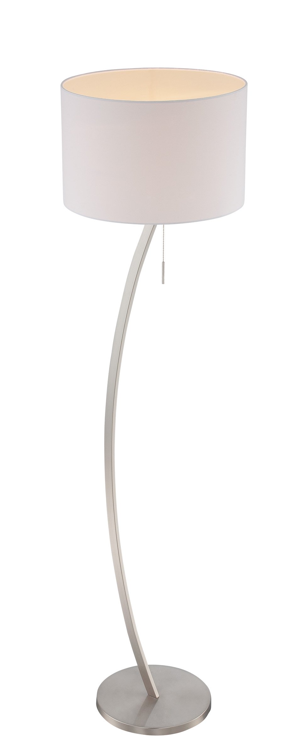 Lite Source Lilith Modern Floor Lamp - Satin Chrome & White Finish for Living Room, Bedroom, or Office Decor
